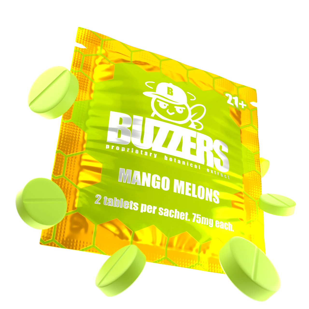Buzzers 150mg 2pktabs MangoMelons Dynamic Render 48218