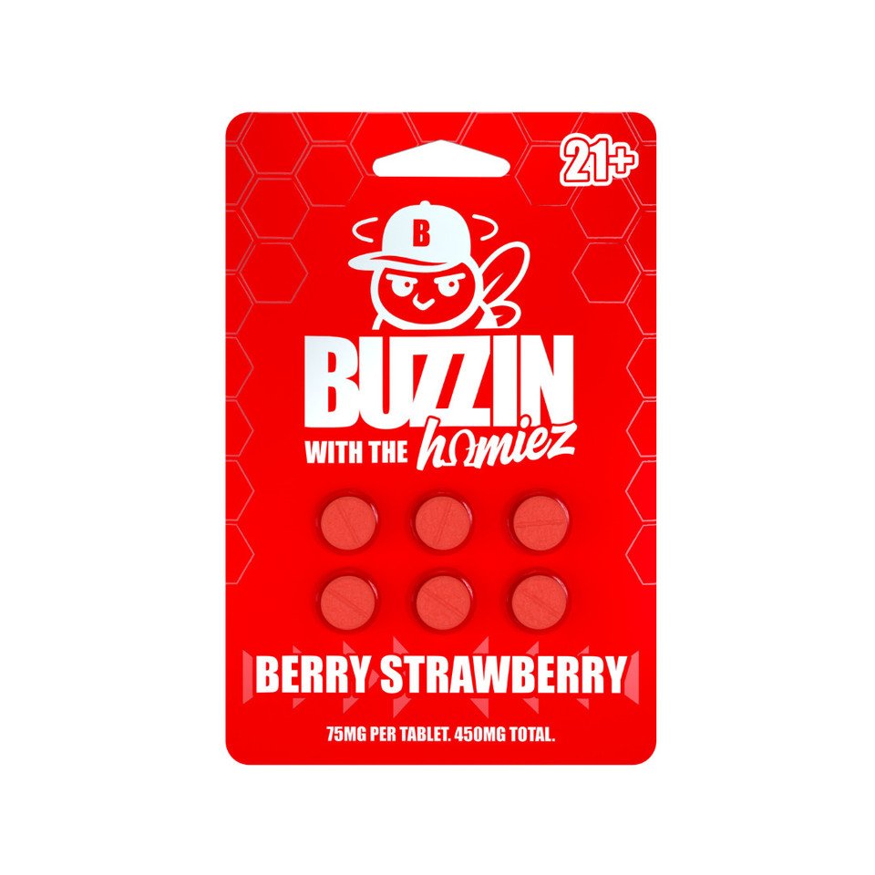 buzzin with the homiez proprietary botanical extract tablets berry strawberry 97395