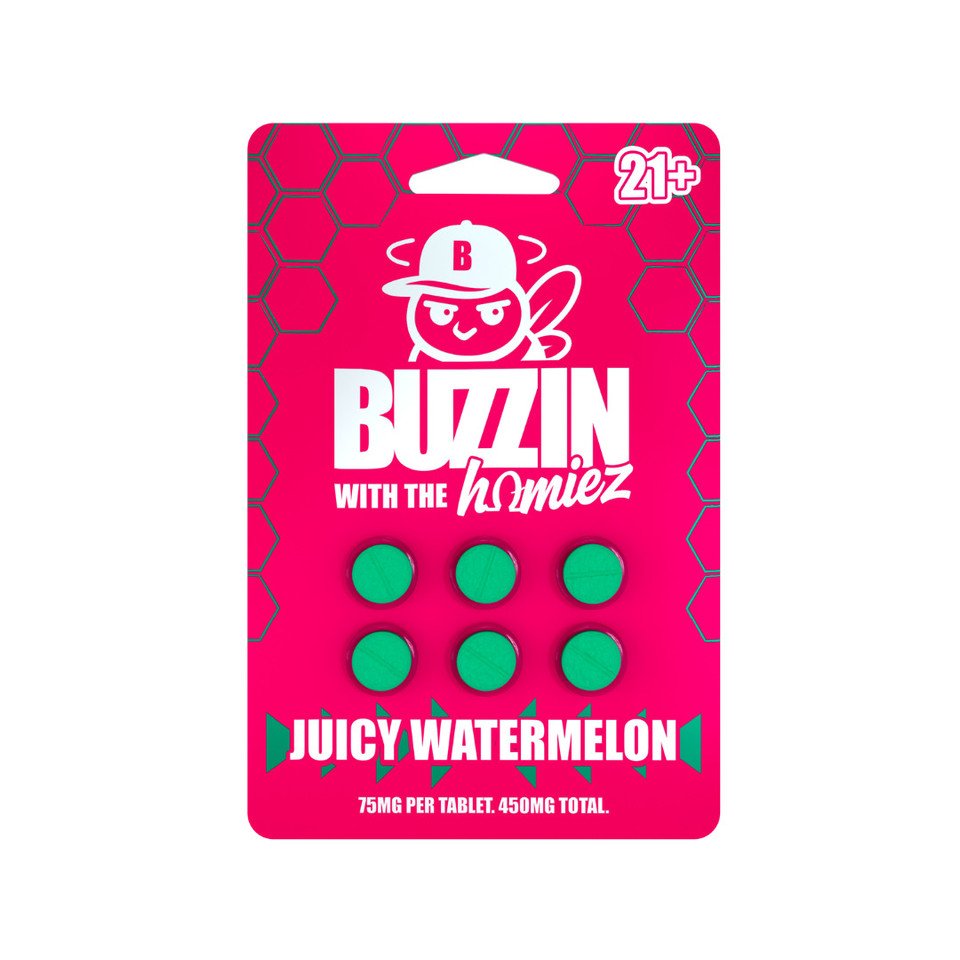 buzzin with the homiez proprietary botanical extract tablets juicy watermelon 96566