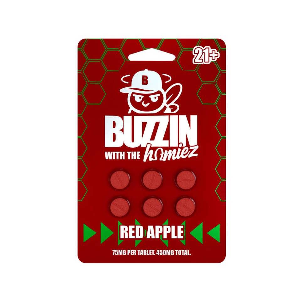 buzzin with the homiez proprietary botanical extract tablets red apple 29112